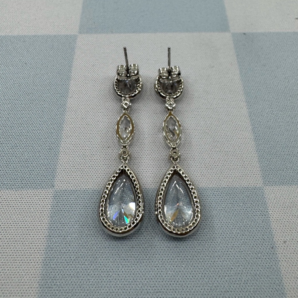 Eliot Danori Oval Crystal Drop Earrings in Silver - Picture 6 of 11